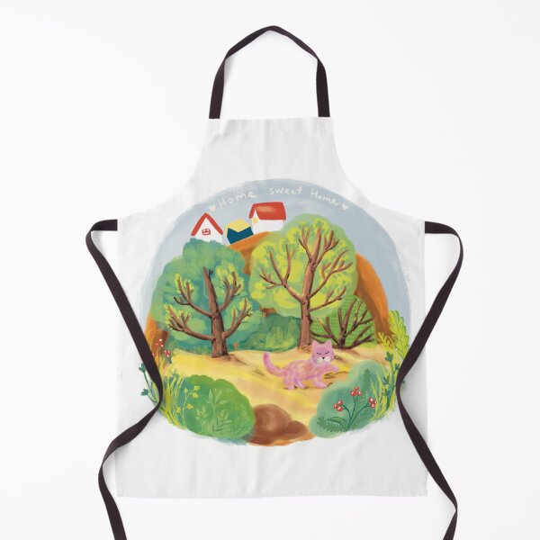 Item preview, Home sweet home design illustration print for merch and closing, cat, kitten, trees and nature, countryside designed and sold by andrii kutsachenko.