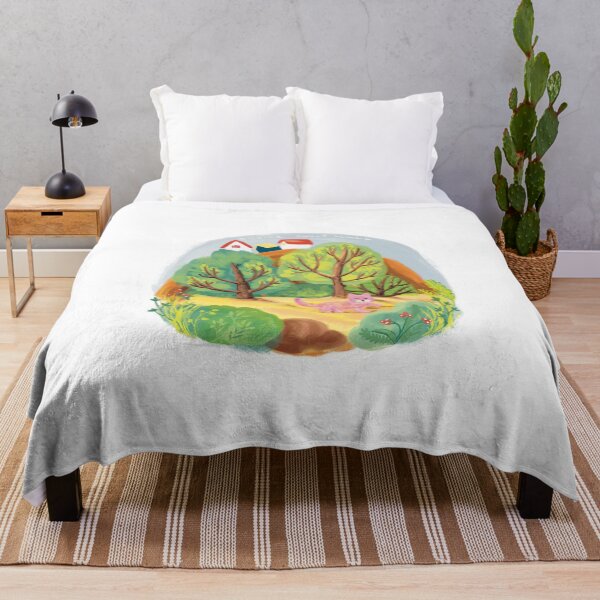 Item preview, Home sweet home design illustration print for merch and closing, cat, kitten, trees and nature, countryside designed and sold by andrii kutsachenko.