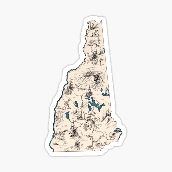 New Hampshire Vintage Picture Map Sticker