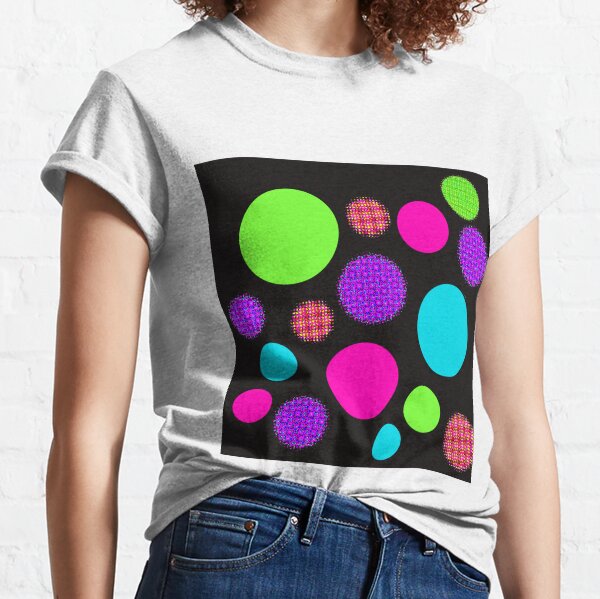 neon dots on black pattern Classic T-Shirt