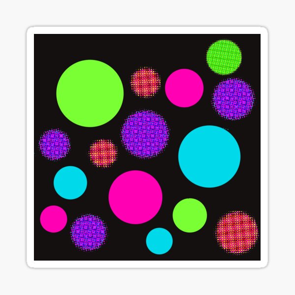 neon dots on black pattern Sticker