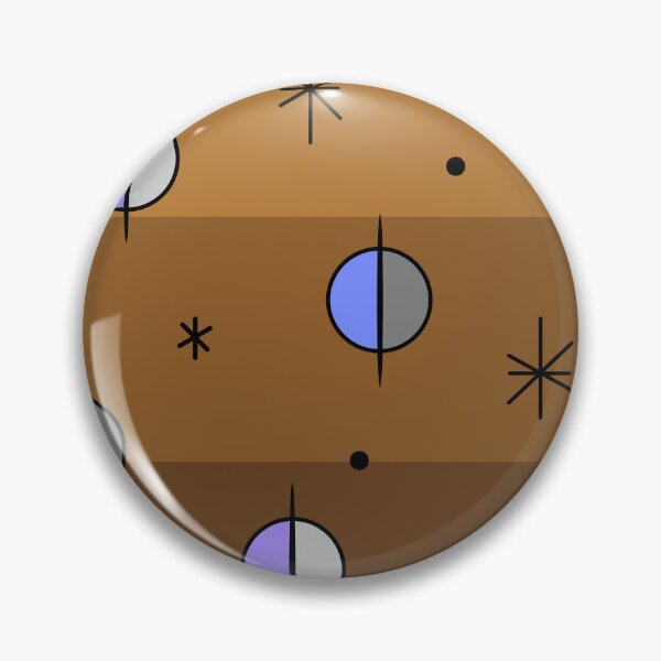 Aperçu de l'œuvre Rétro Space Age Planètes Étoiles Marron créée et vendue par thepixelgarden.