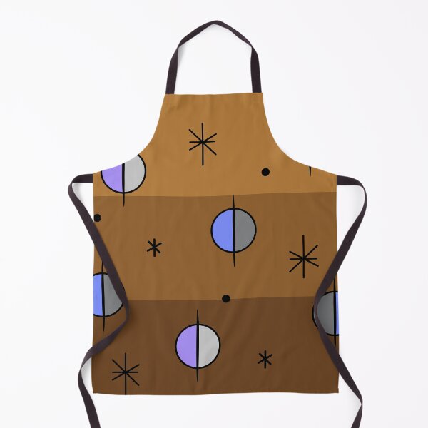 Aperçu de l'œuvre Rétro Space Age Planètes Étoiles Marron créée et vendue par thepixelgarden.