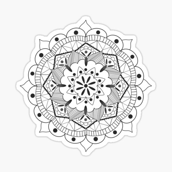 Detailed black and white mandala Sticker
