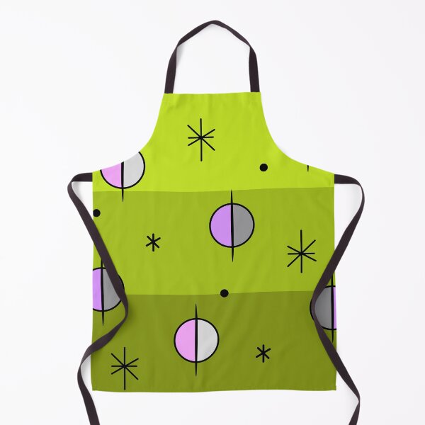 Aperçu de l'œuvre Rétro Space Age Planètes Etoiles Chartreuse créée et vendue par thepixelgarden.