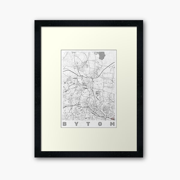 Bytom Map Line Framed Art Print