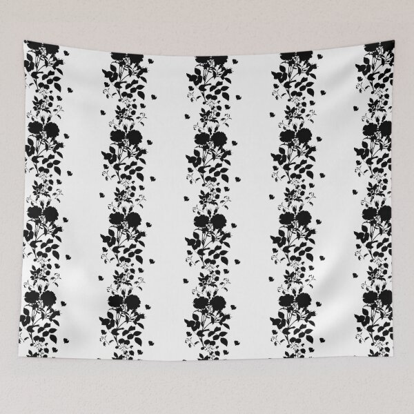 Item preview, Trendy Black and White Floral Lace Stripes -  designed and sold by SunnyBrand.