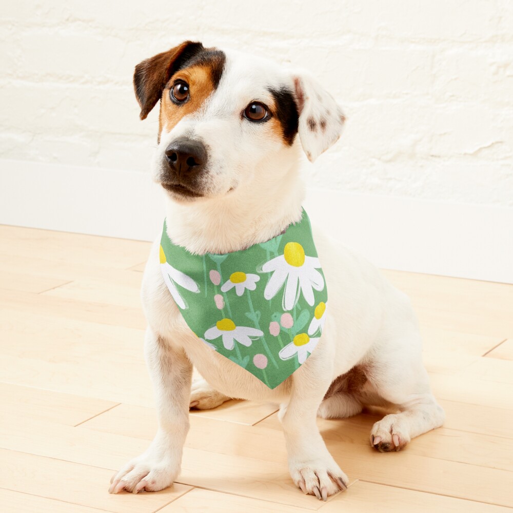 Chamomile Dream Green Pet Bandana