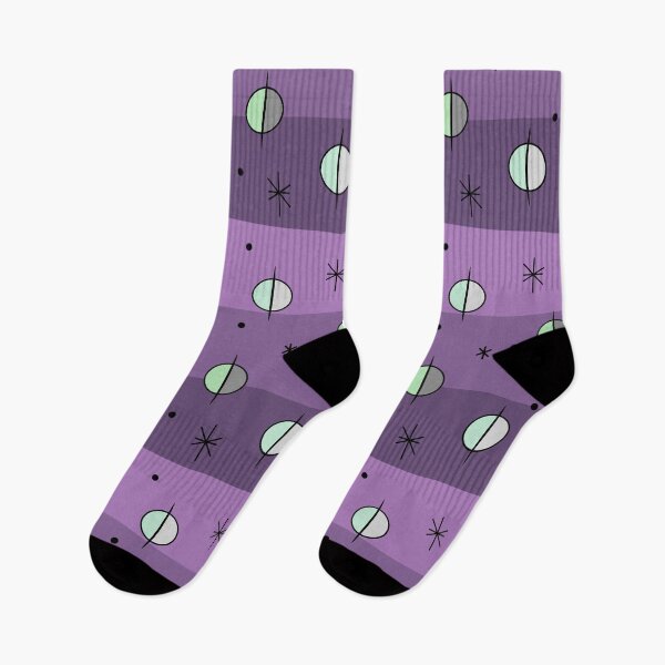 Aperçu de l'œuvre Rétro Space Age Planètes Étoiles Mauve créée et vendue par thepixelgarden.