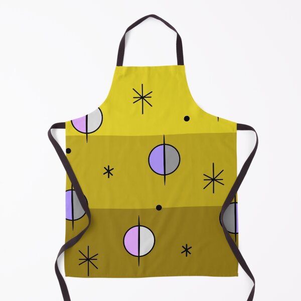 Aperçu de l'œuvre Rétro Space Age Planètes Etoiles Ocre créée et vendue par thepixelgarden.