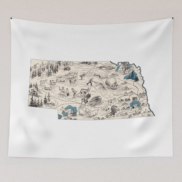 Item preview, Nebraska Vintage Picture Map designed and sold by surgedesigns.