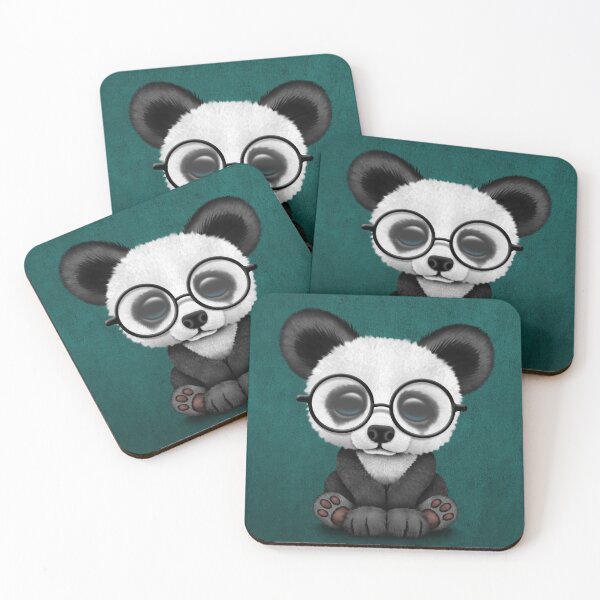 Item preview, Cute Panda Bear Cub with Eye Glasses on Teal Blue designed and sold by JeffBartels.