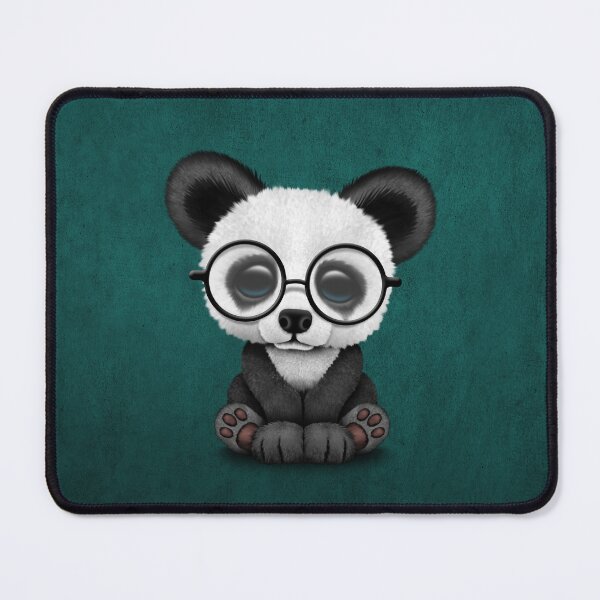 Item preview, Cute Panda Bear Cub with Eye Glasses on Teal Blue designed and sold by JeffBartels.
