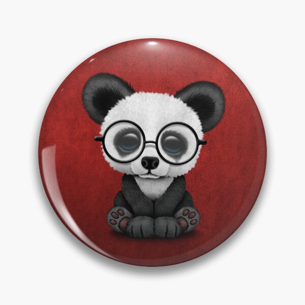 Item preview, Cute Panda Bear Cub with Eye Glasses on Deep Red designed and sold by JeffBartels.
