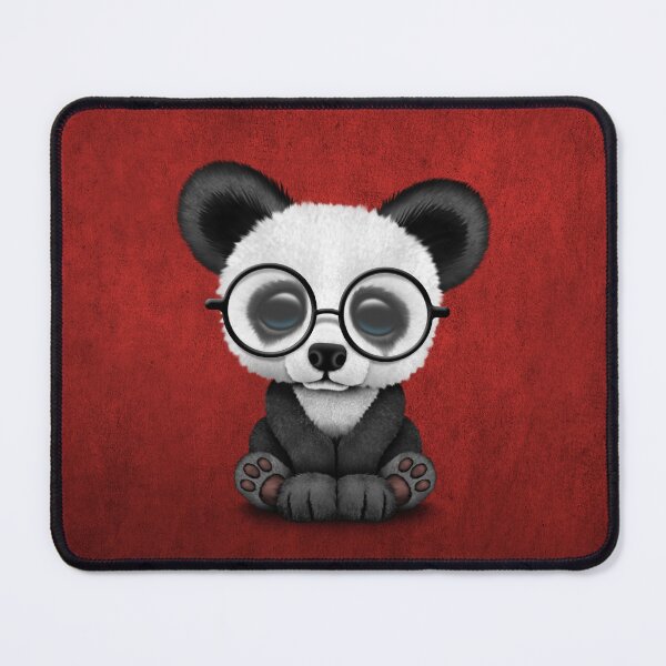Item preview, Cute Panda Bear Cub with Eye Glasses on Deep Red designed and sold by JeffBartels.