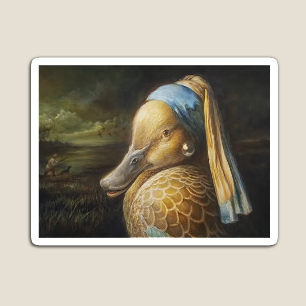 Duck With a Pearl Earring Sticker