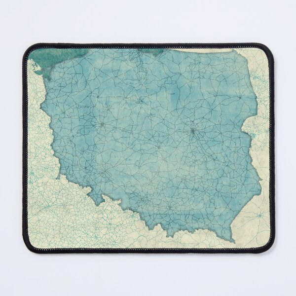Item preview, Polska Map Blue Vintage designed and sold by HubertRoguski.
