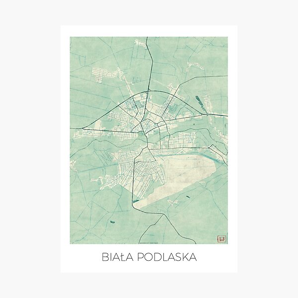Item preview, Biała Podlaska Map Blue Vintage designed and sold by HubertRoguski.