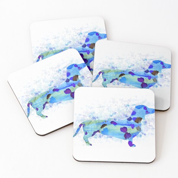Item preview, Dachshund Dog 160 blue watercolor splash designed and sold by artbylucie.