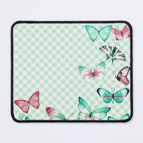Item preview, Unique Gingham and Butterflies Aesthetic, in teal and dusty pink tones designed and sold by Orianah.