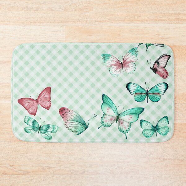 Item preview, Unique Gingham and Butterflies Aesthetic, in teal and dusty pink tones designed and sold by Orianah.
