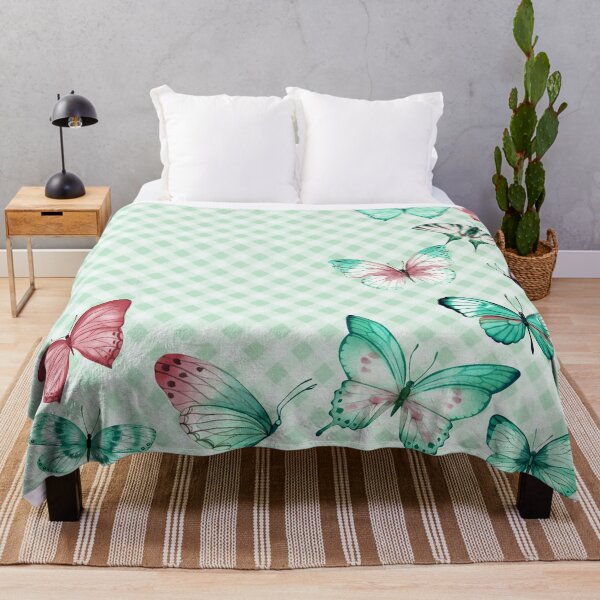 Item preview, Unique Gingham and Butterflies Aesthetic, in teal and dusty pink tones designed and sold by Orianah.