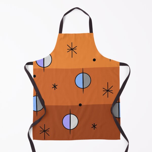 Aperçu de l'œuvre Rétro Space Age Planètes Étoiles Orange créée et vendue par thepixelgarden.