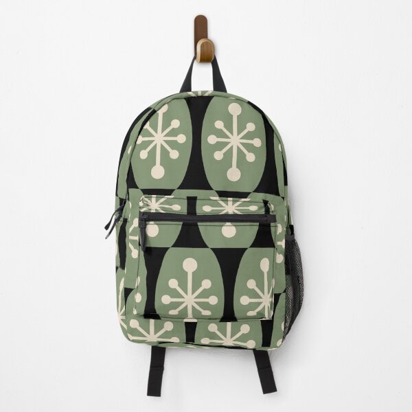 Item preview, Mid Century Modern Atomic Fusion Pattern 524 Black Sage Green and Beige designed and sold by tonymagnerart.