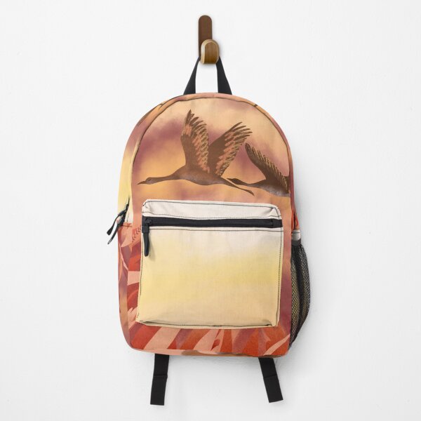 Item preview, Autumn illustration design, orange and red colours, birds , clouds, nature, leaves, crane designed and sold by andrii kutsachenko.