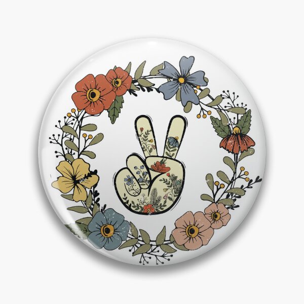 Item preview, COLORFUL HIPPIE  FLORAL PEACE SIGN AND PSYCHEDILIC COLORS ESSENTIAL TSHIRT designed and sold by GhostAmine.