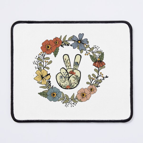 Item preview, COLORFUL HIPPIE  FLORAL PEACE SIGN AND PSYCHEDILIC COLORS ESSENTIAL TSHIRT designed and sold by GhostAmine.