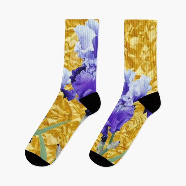 Item preview, PURPLE-WHITE IRIS GARDEN GOLD LEAF ART designed and sold by sharlesart.