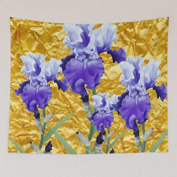 Item preview, PURPLE-WHITE IRIS GARDEN GOLD LEAF ART designed and sold by sharlesart.