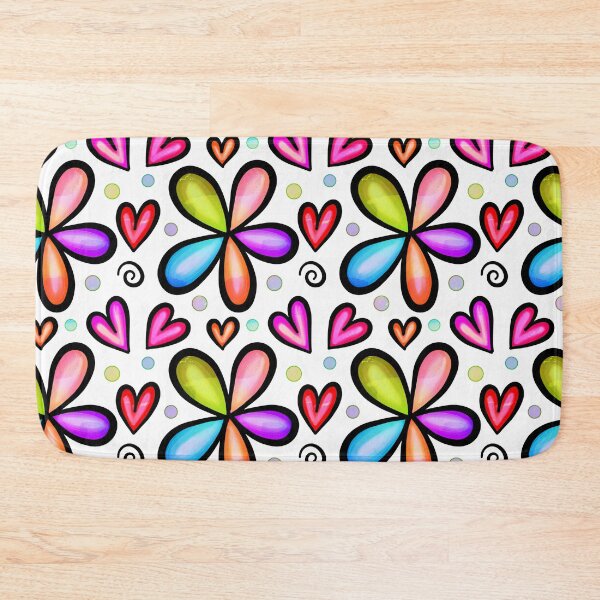 Item preview, Hippy flowers, hearts, dots, and doodles designed and sold by Becky Hunter.