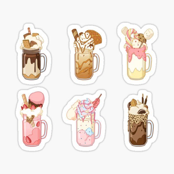 Cartoon Kawaii Cute Smiley Milkshake Food/Drink Premium Vinyl Stickers YUM!