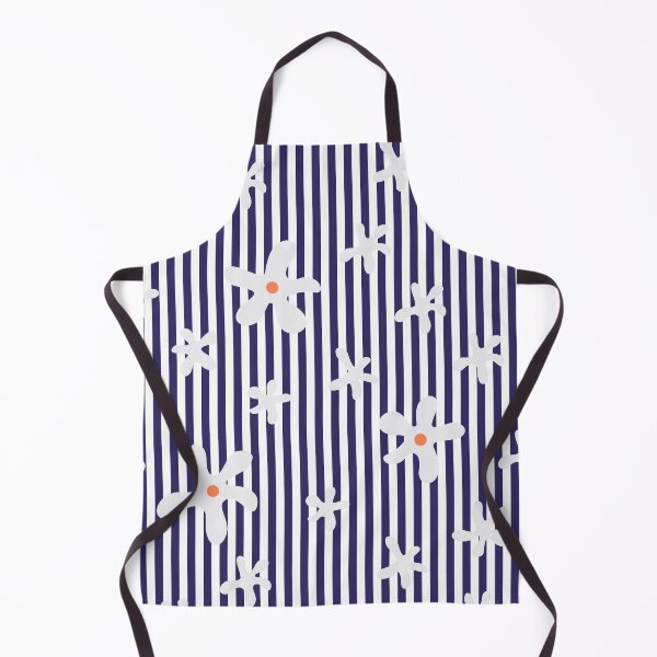 Item preview, White Daisy Flowers on Real Deep Blue Stripes Pattern designed and sold by Moyanana.