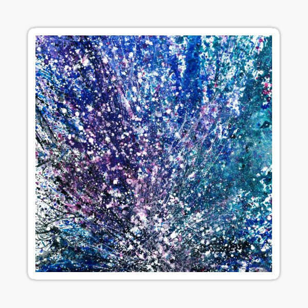 The Spiritual Energy Within #497 Multi-colors Cool Jewel Tones New Age 5D Original Hand-painted OOAK Abstract Painting Detail 2 Inspired By Nebula Supernova Starburst Universe Interstellar Space Art Sticker