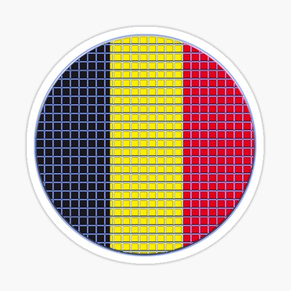 Drapeau Belgique Arrondi - Carrés Pixel Sticker