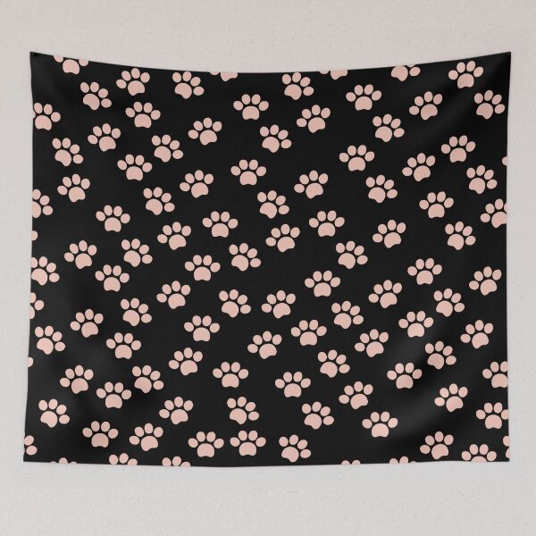 Item preview, Pink Dog Paw Pattern in Black Background  designed and sold by SMillustrations.