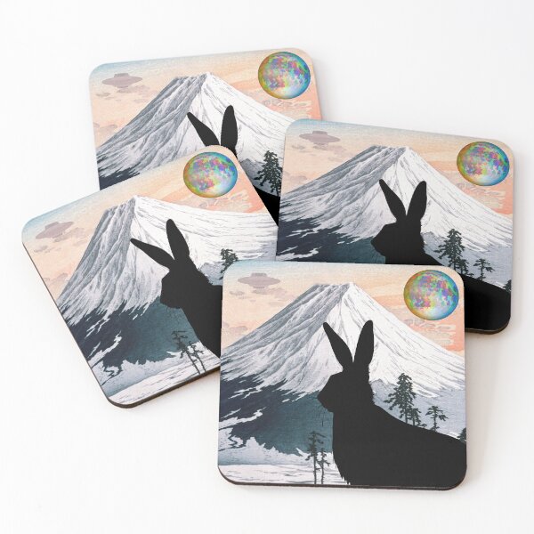 Item preview, Celestial Rabbit looking on a mountain with cool planet and spaceship  designed and sold by Mary Egan.