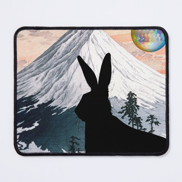 Item preview, Celestial Rabbit looking on a mountain with cool planet and spaceship designed and sold by Mary Egan.