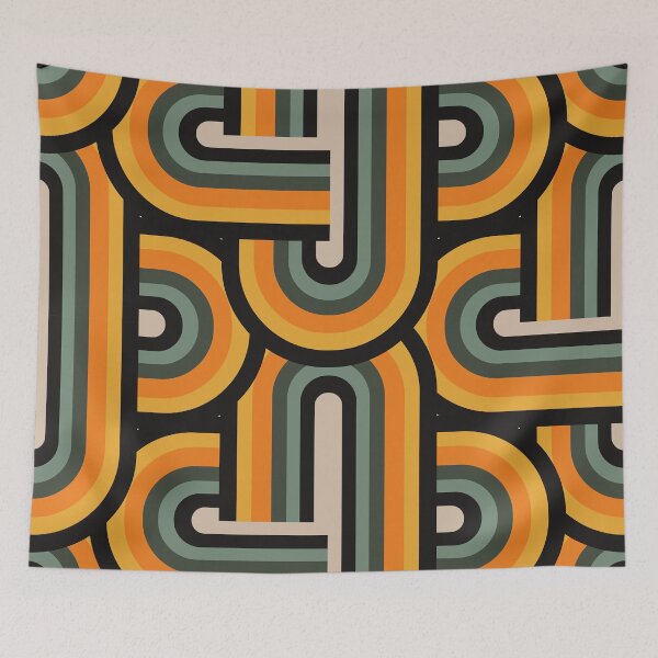Item preview, Orange, Yellow And Sea Foam-Aqua Retro Pattern  designed and sold by DEC02.