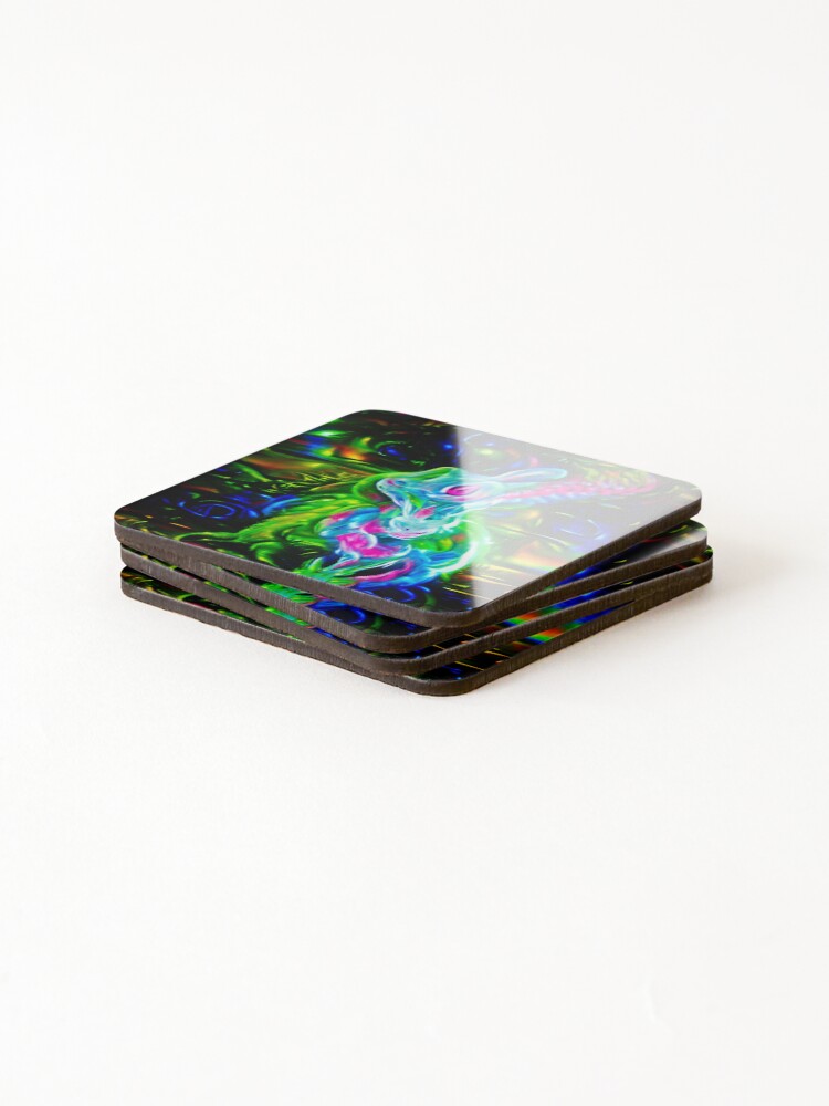 Thumbnail 4 of 5, Coasters (Set of 4), Psychedelic Rabbit designed and sold by CSturgill2.