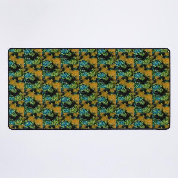Item preview, Composition with flowers Green, black, blue and yellow pattern designed and sold by MariDaniArt.