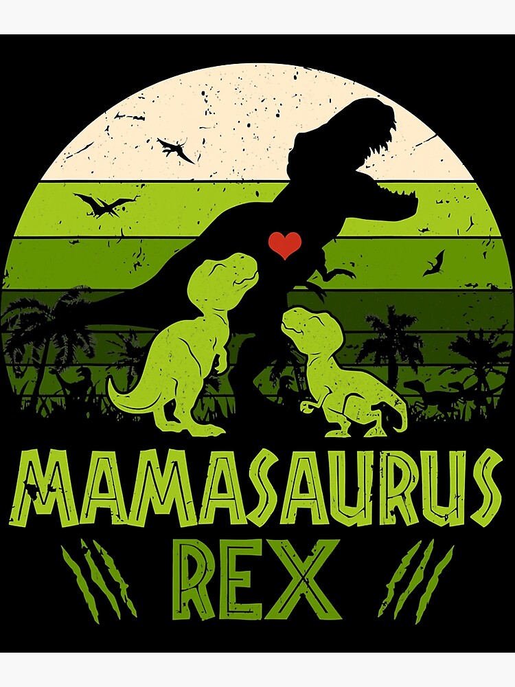Vintage Retro 2 Kids Mamasaurus Dinosaur Lover Gift T-Shirt