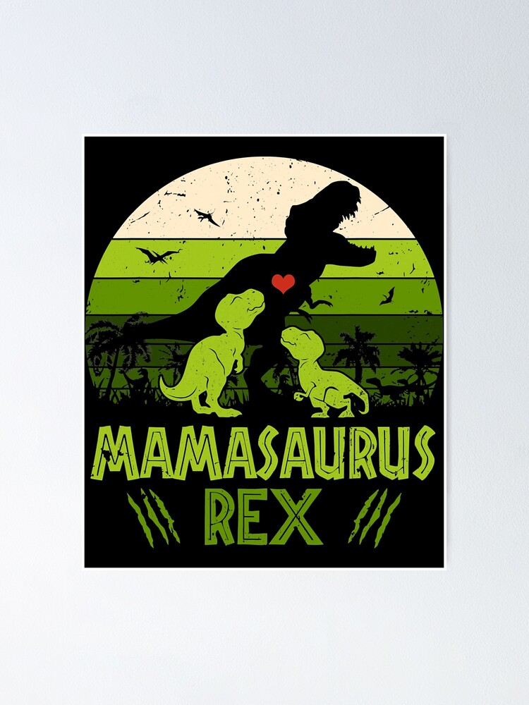 Vintage Retro 2 Kids Mamasaurus Dinosaur Lover Gift T-Shirt