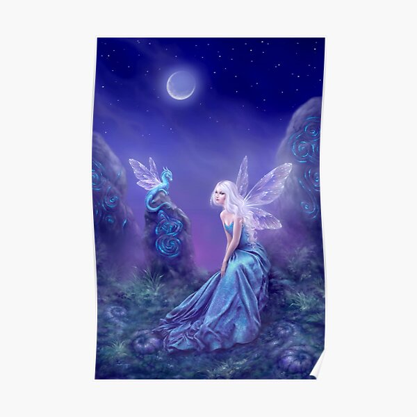 Luminescent Fairy & Dragon Art Poster