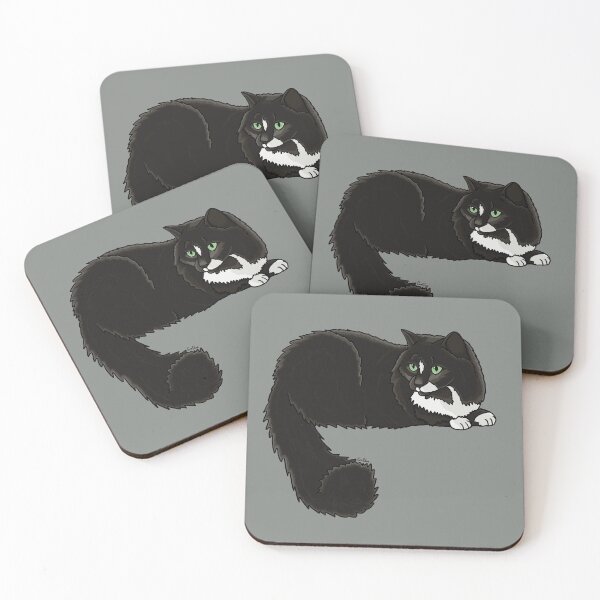 Item preview, Fluffy Black Tuxedo Cat - Smoke Gray designed and sold by EcoElsa.