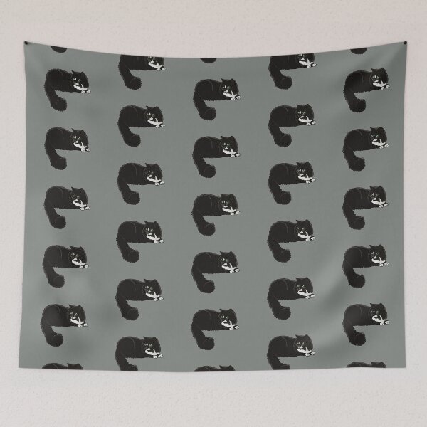 Item preview, Fluffy Black Tuxedo Cat - Smoke Gray designed and sold by EcoElsa.