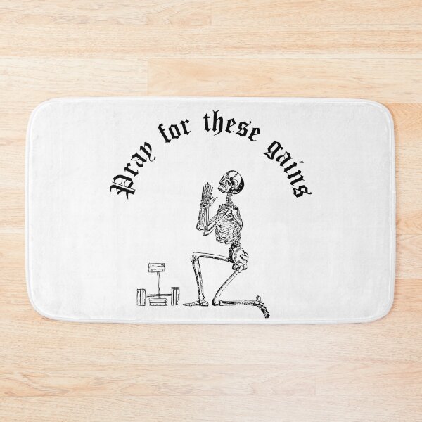 Item preview, Pray For These Gains Skeleton Gym Motivational Fitness Workout designed and sold by Funny Shirts Matter.